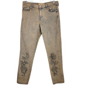 GAP BEST GIRLFRIEND TEA DYED LASER CUT EMBROIDERED JEANS